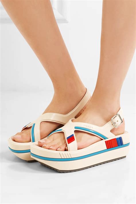 prada stripe rubber sole|Prada platform sandals.